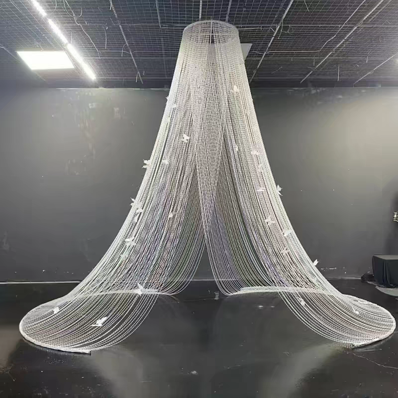 新款蝴蝶梦成品亚克力水晶圆锥珠帘吊顶婚礼堂背景水晶亭帘宴会厅